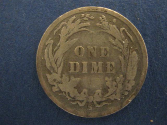 1896-S Barber Dime Reverse